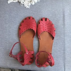 Red Leather Mary Jane Sandals Size 41 (11)